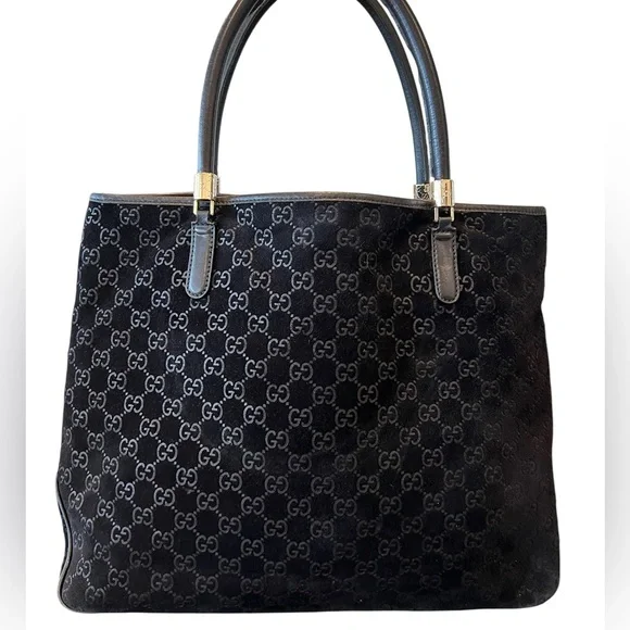 Gucci Black GG Canvas Tote with Burgundy Center Stripe - Picture 13 of 15